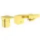 Goldene Badarmatur von Ideal Standard mit zwei Griffen und Wanneneinlauf, modernes Design, geeignet für eine 4-Lochinstallation.